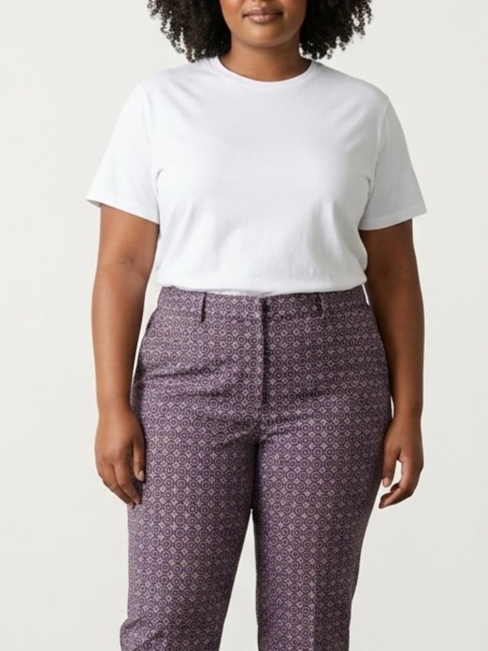 Lands' End Purple and Blue Geometric Straight-Leg Pants Women’s Size 14